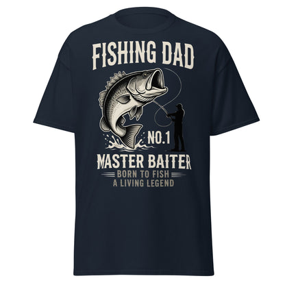 Funny Fishing Dad Master Baiter T-Shirt - Vintage Bass Tee - Navy - T-Shirts Online