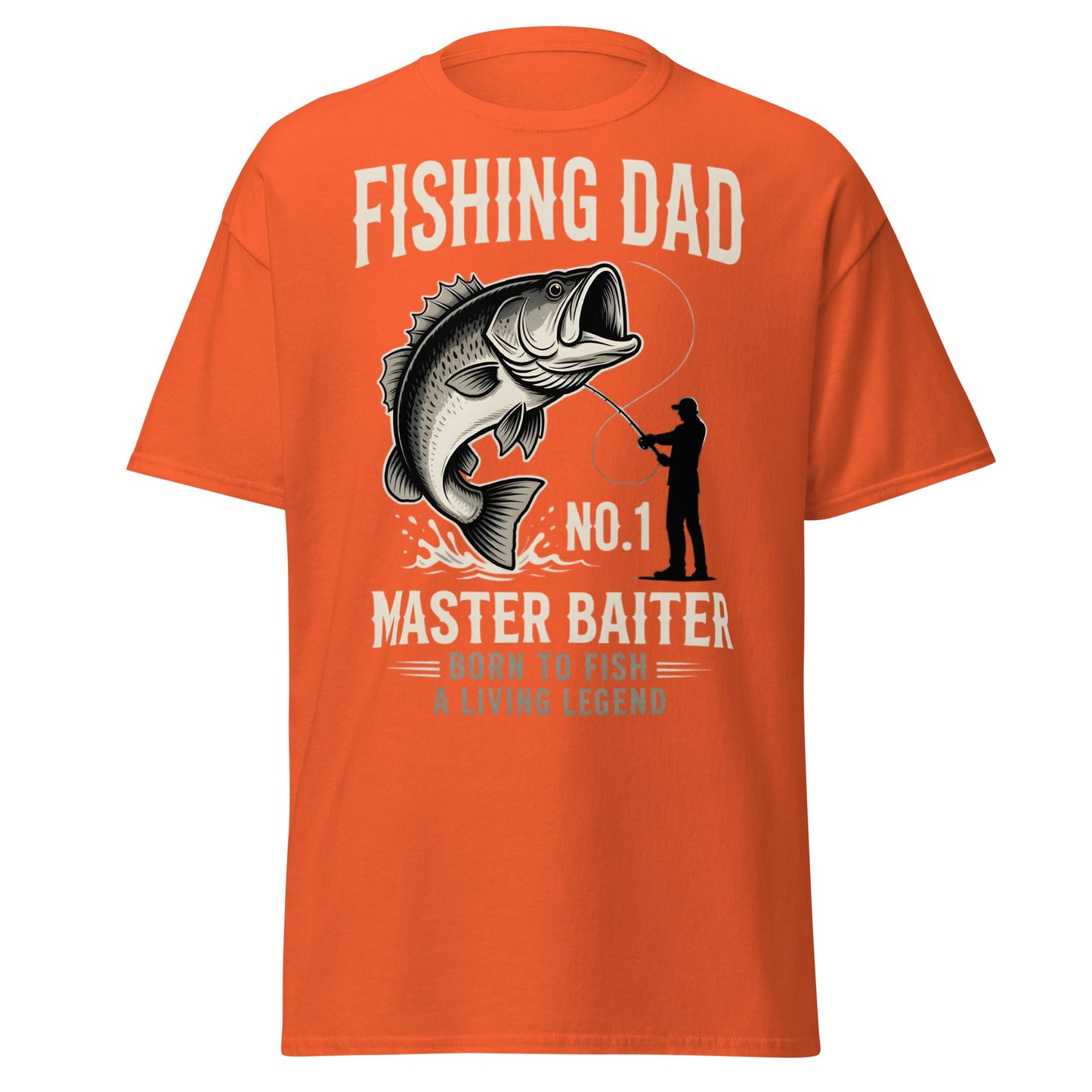 Funny Fishing Dad Master Baiter T-Shirt - Vintage Bass Tee - Orange - T-Shirts Online