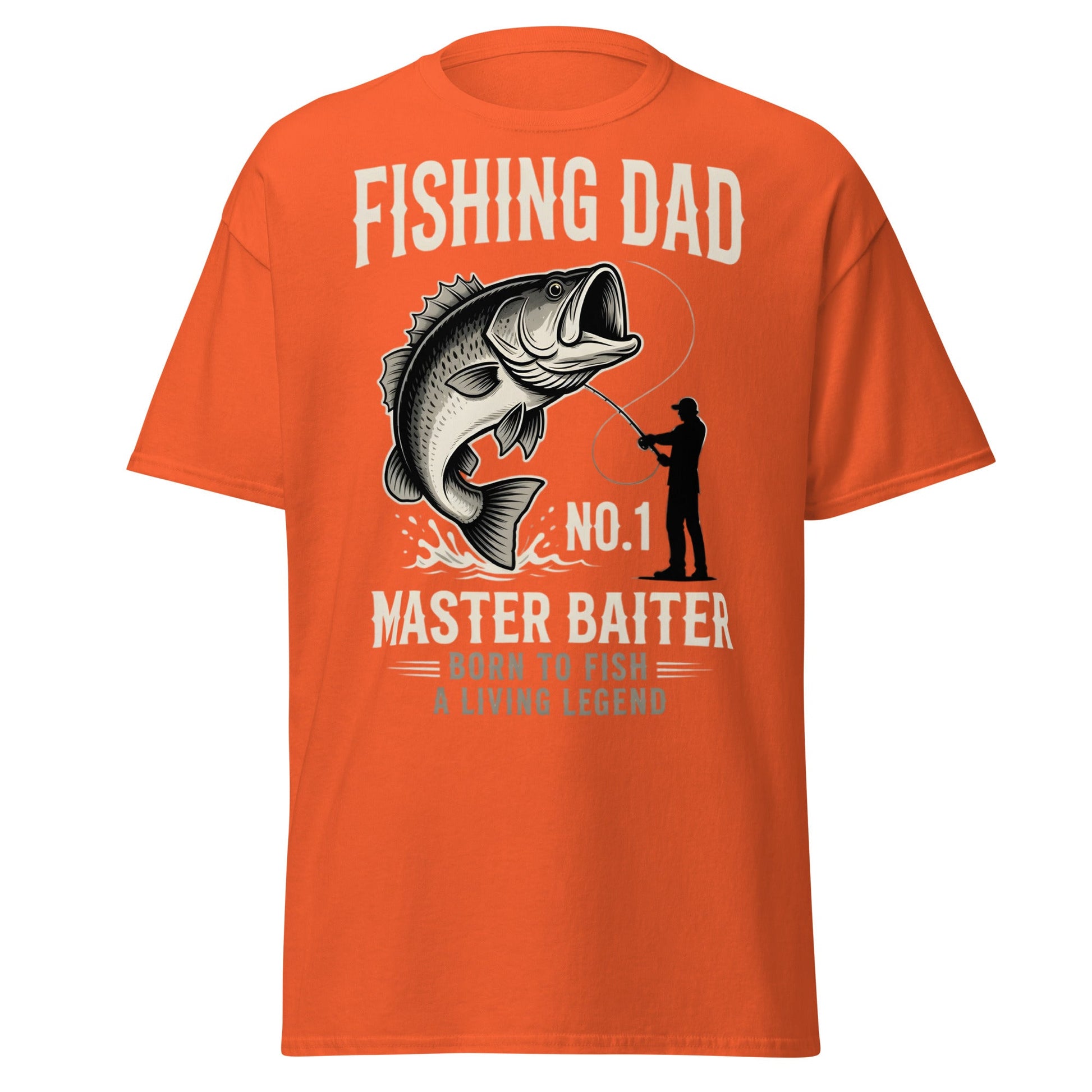 Funny Fishing Dad Master Baiter T-Shirt - Vintage Bass Tee - Orange - T-Shirts Online