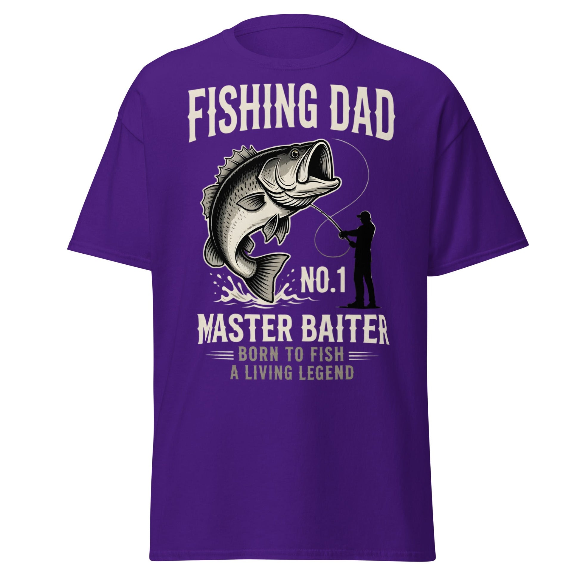 Funny Fishing Dad Master Baiter T-Shirt - Vintage Bass Tee - Purple - T-Shirts Online