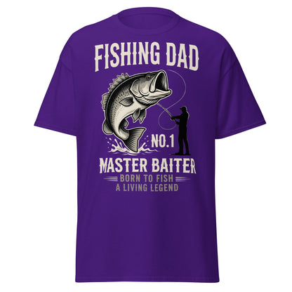Funny Fishing Dad Master Baiter T-Shirt - Vintage Bass Tee - Purple - T-Shirts Online