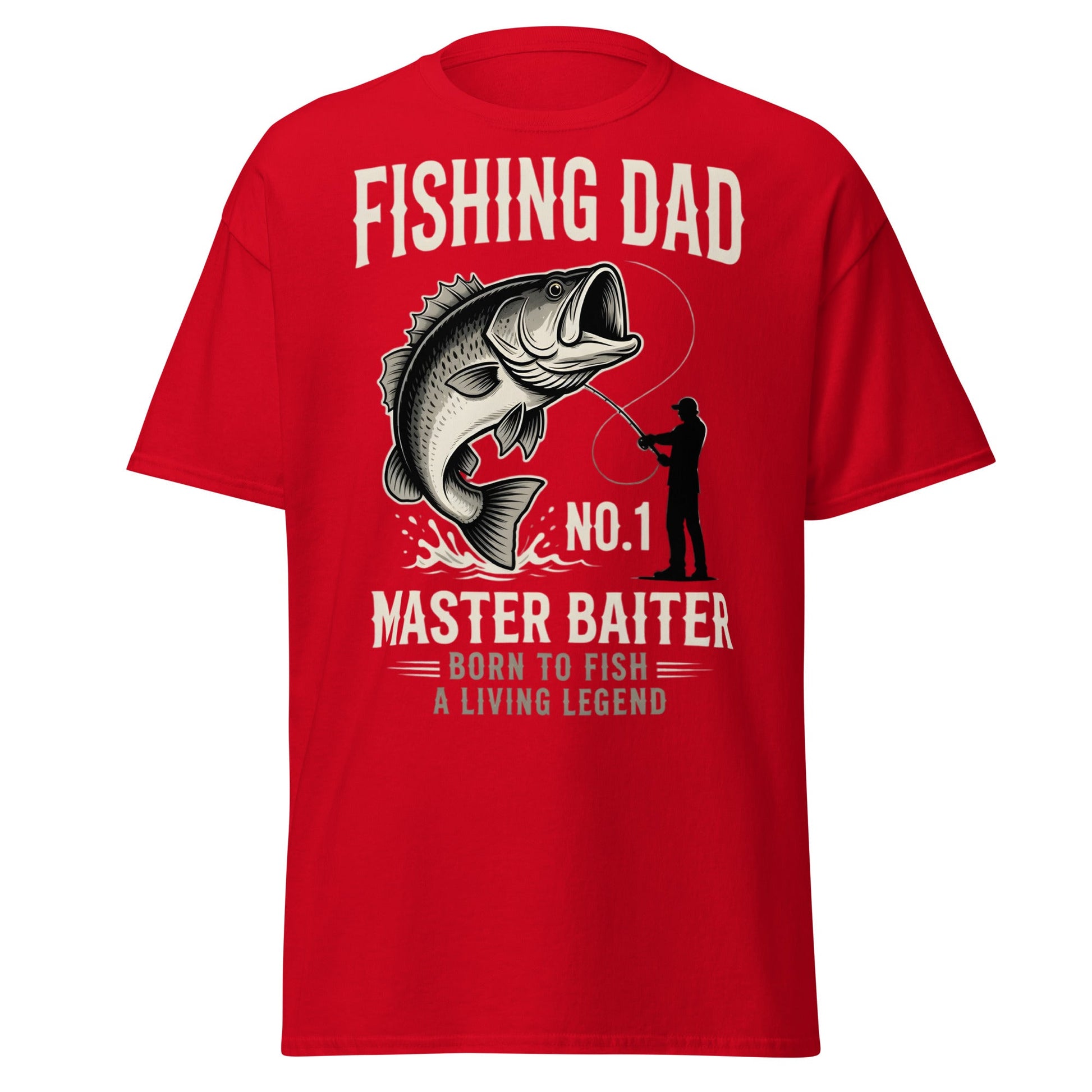 Funny Fishing Dad Master Baiter T-Shirt - Vintage Bass Tee - Red - T-Shirts Online