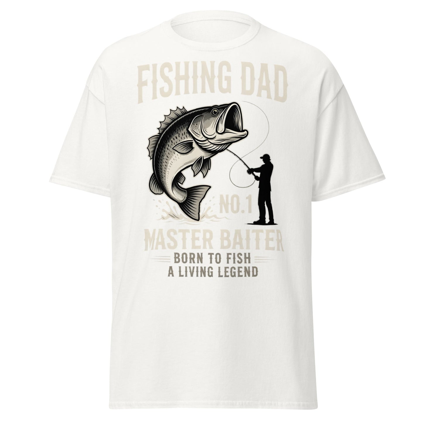 Funny Fishing Dad Master Baiter T-Shirt - Vintage Bass Tee - White - T-Shirts Online