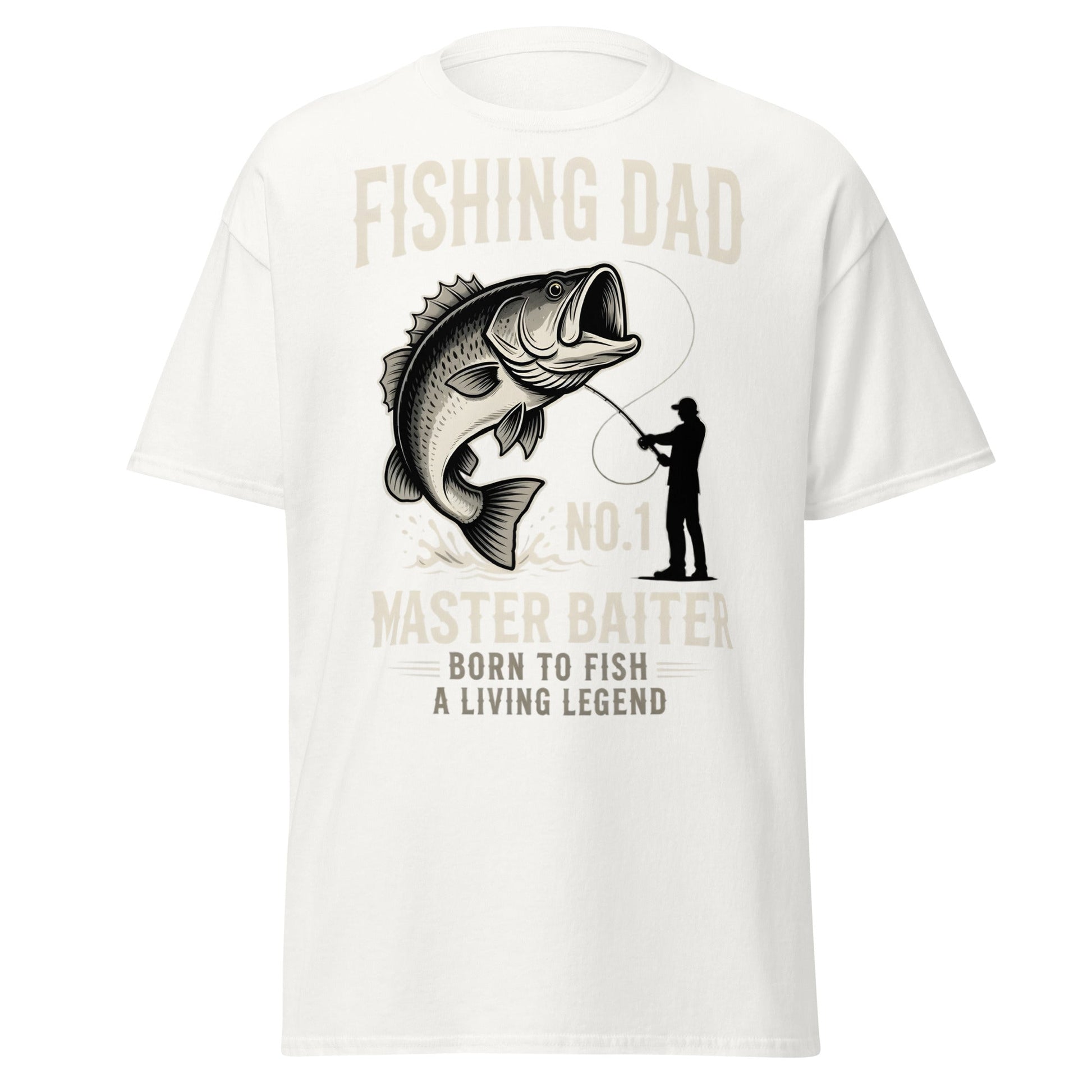 Funny Fishing Dad Master Baiter T-Shirt - Vintage Bass Tee - White - T-Shirts Online