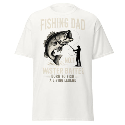 Funny Fishing Dad Master Baiter T-Shirt - Vintage Bass Tee - White - T-Shirts Online