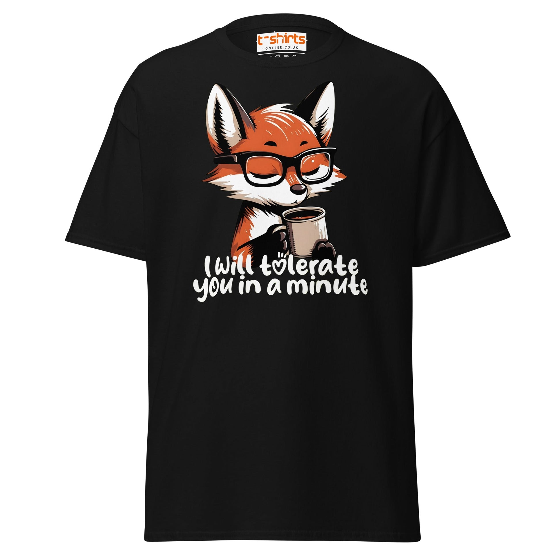 Funny Fox Coffee T-Shirt | Morning Mood Tee - Black - T-Shirts Online