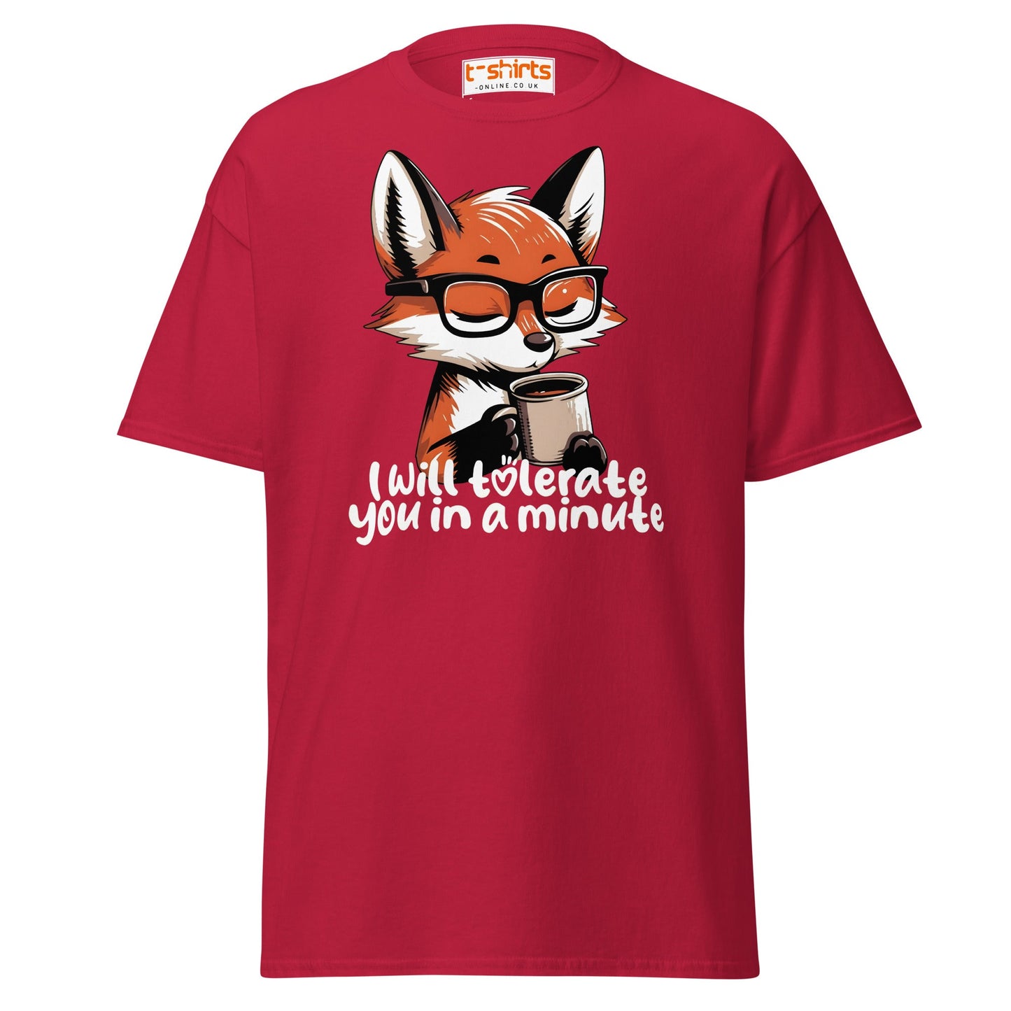 Funny Fox Coffee T-Shirt | Morning Mood Tee - Cardinal - T-Shirts Online