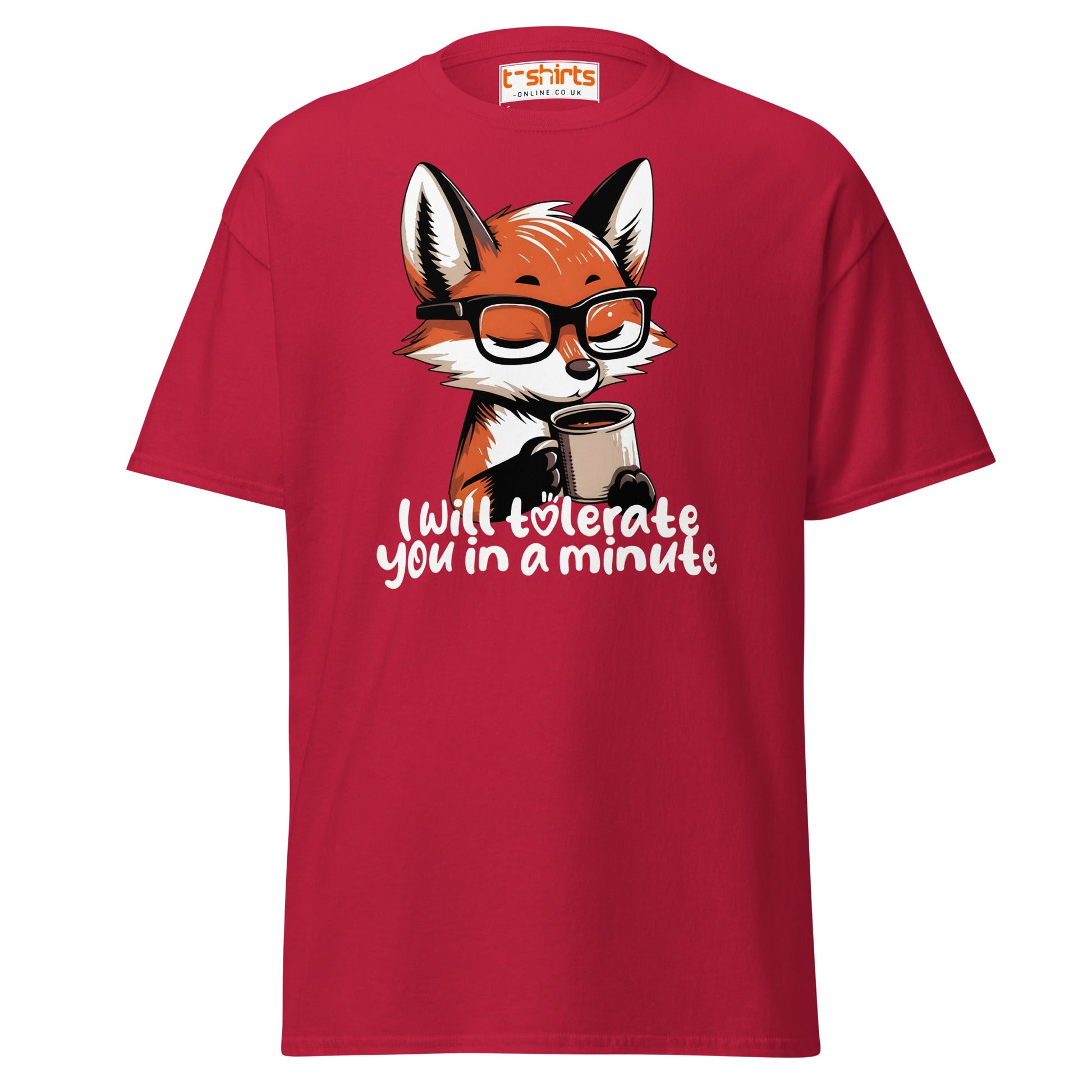 Funny Fox Coffee T-Shirt | Morning Mood Tee - Cardinal - T-Shirts Online