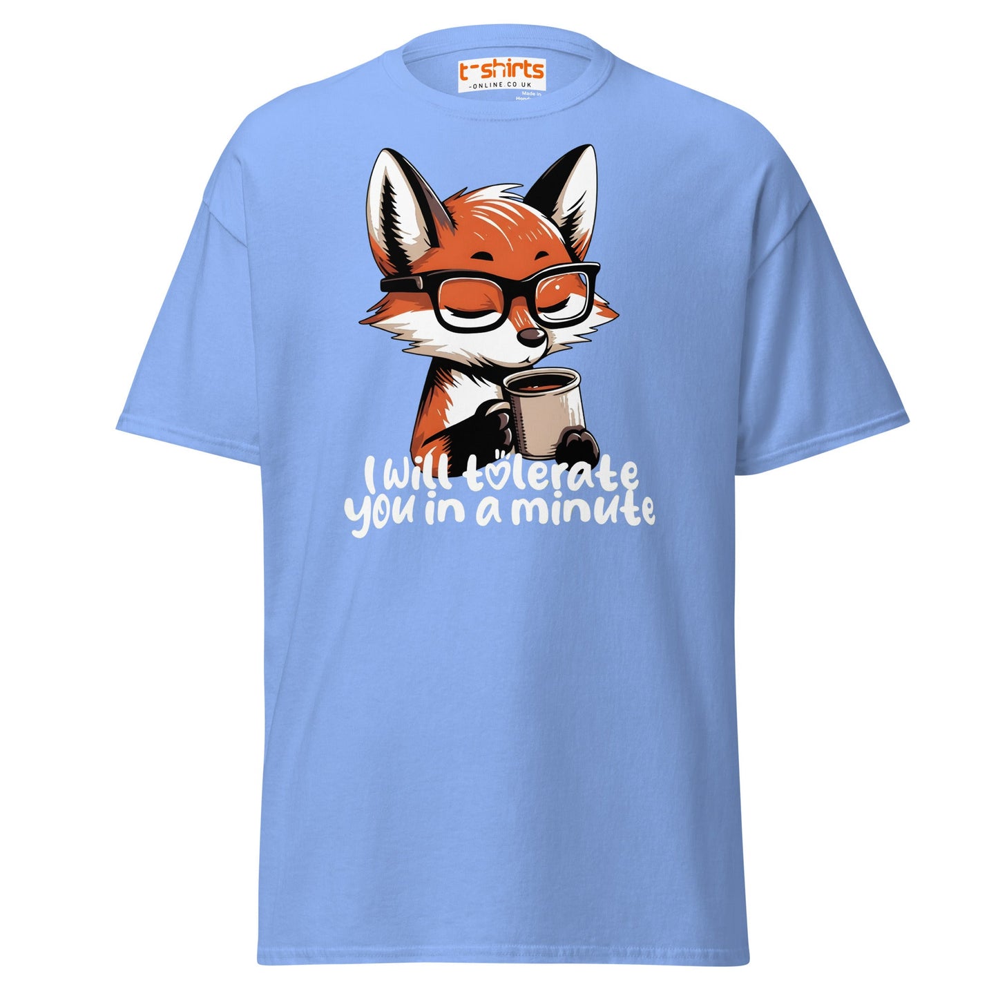 Funny Fox Coffee T-Shirt | Morning Mood Tee - Carolina Blue - T-Shirts Online