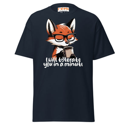 Funny Fox Coffee T-Shirt | Morning Mood Tee - Navy - T-Shirts Online