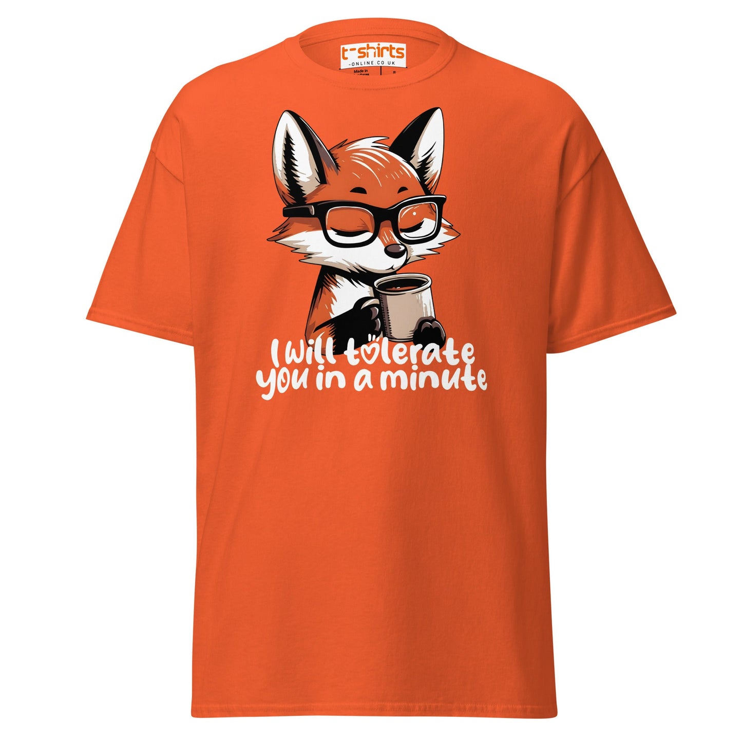 Funny Fox Coffee T-Shirt | Morning Mood Tee - Orange - T-Shirts Online
