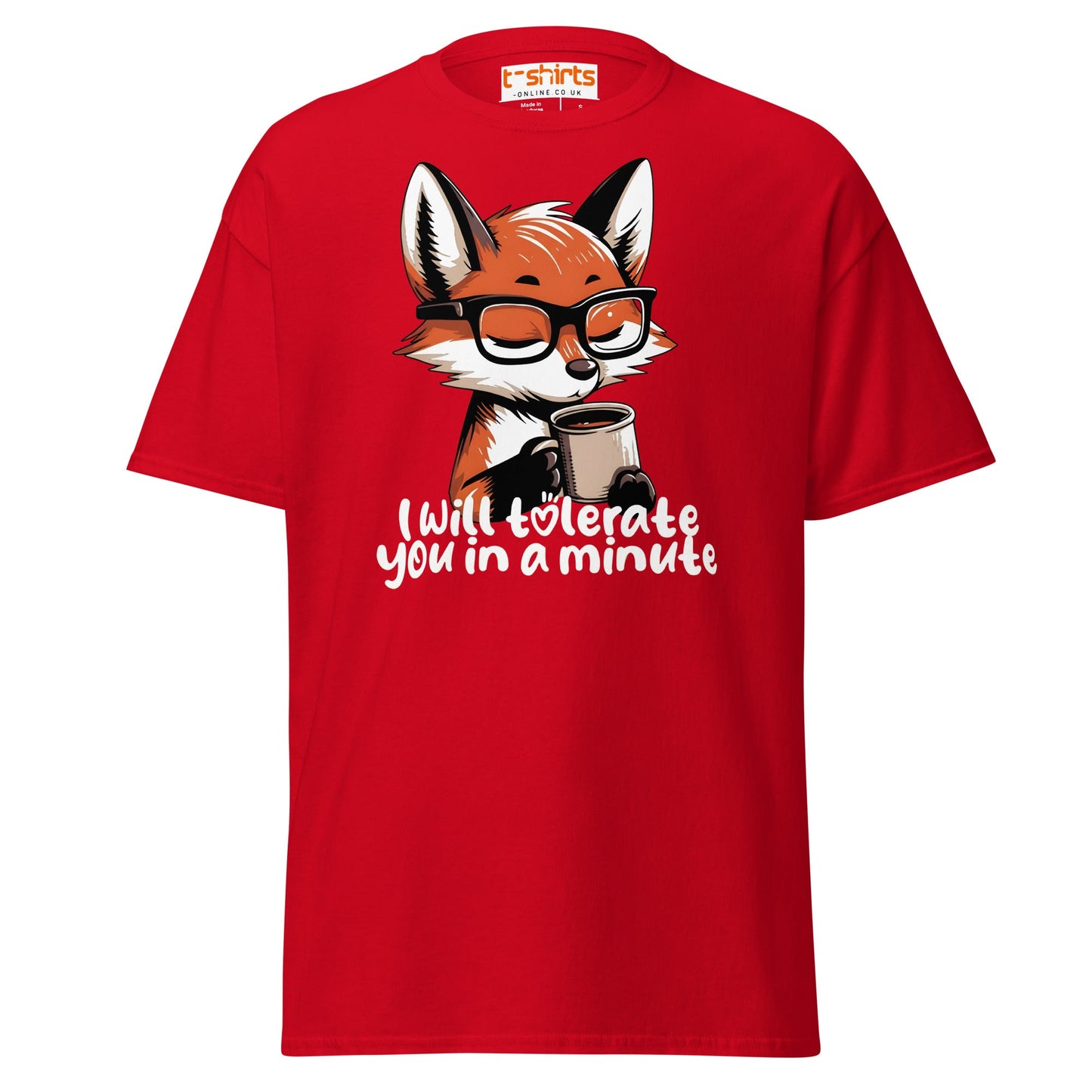 Funny Fox Coffee T-Shirt | Morning Mood Tee - Red - T-Shirts Online