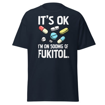 Funny Fukitol 500mg T-Shirt - Sarcastic Humor Tee - Navy - T-Shirts Online