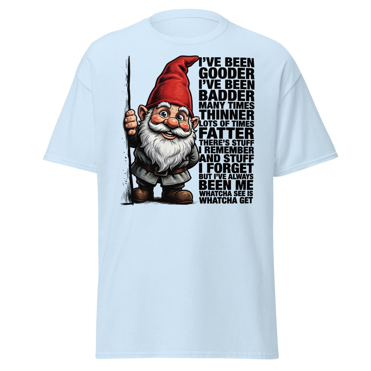 Funny Gnome T-Shirt - Whatcha See Is Whatcha Get - Light Blue - T-Shirts Online