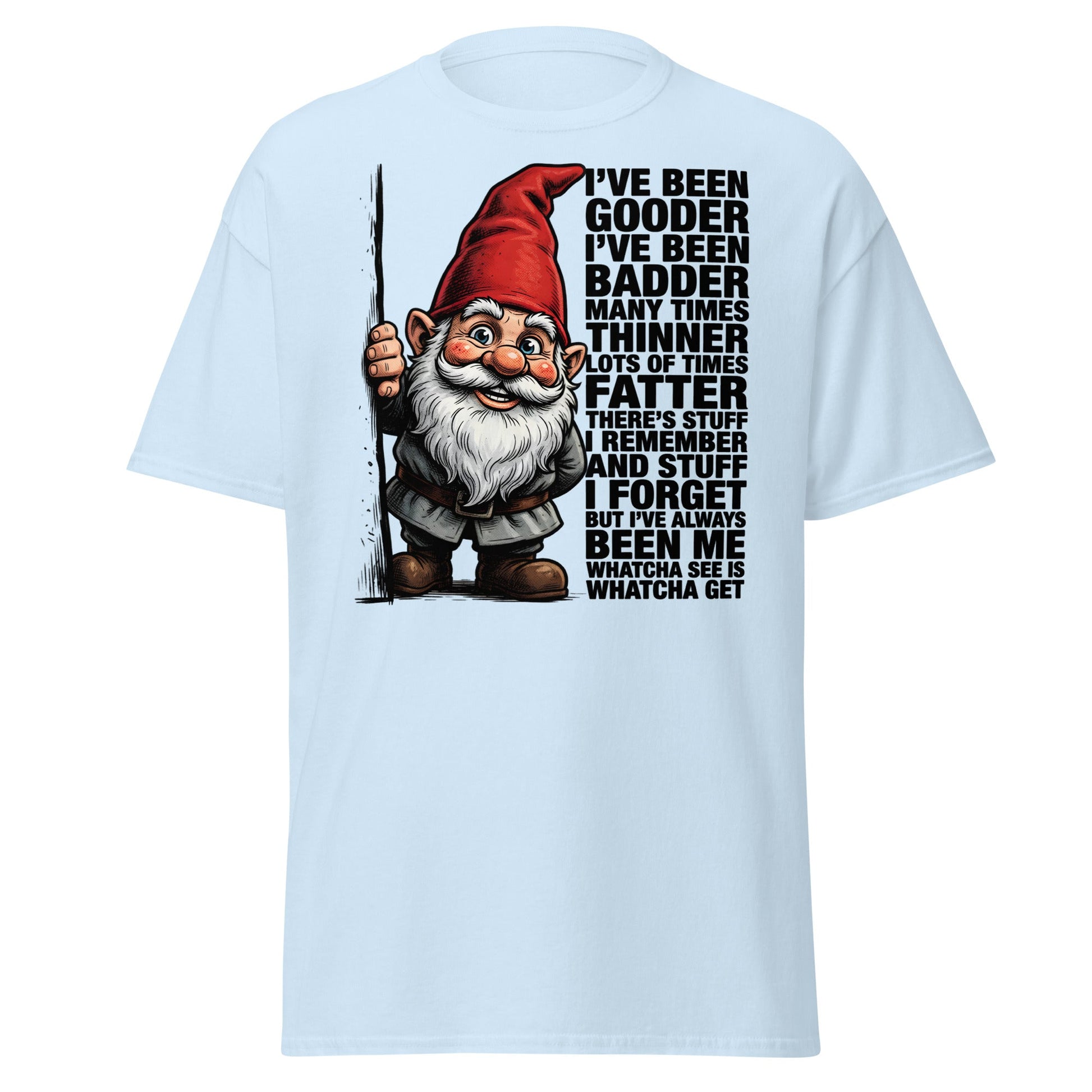 Funny Gnome T-Shirt - Whatcha See Is Whatcha Get - Light Blue - T-Shirts Online
