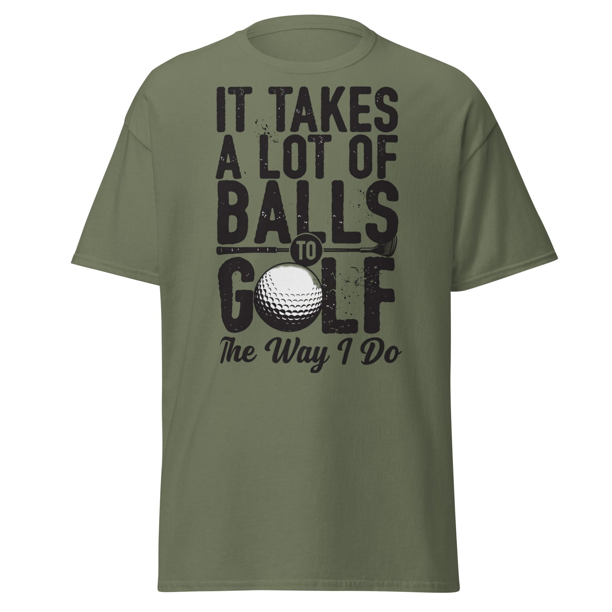 Funny Golf Balls T-Shirt - Humorous Golfer Gift Tee - Military Green - T-Shirts Online