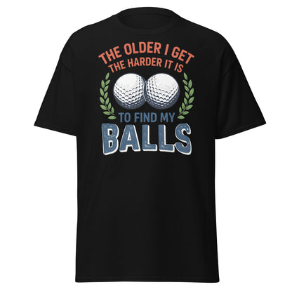Funny Golf Balls T-Shirt - Relatable Aging Golfer Gag Gift - Black - T-Shirts Online