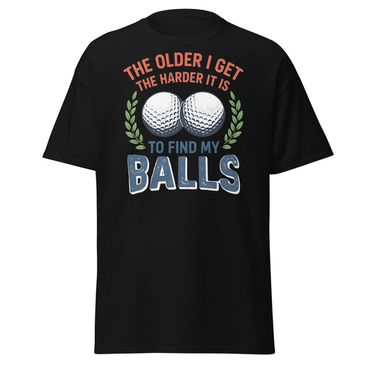 Funny Golf Balls T-Shirt - Relatable Aging Golfer Gag Gift - Black - T-Shirts Online