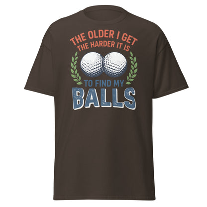 Funny Golf Balls T-Shirt - Relatable Aging Golfer Gag Gift - Dark Chocolate - T-Shirts Online