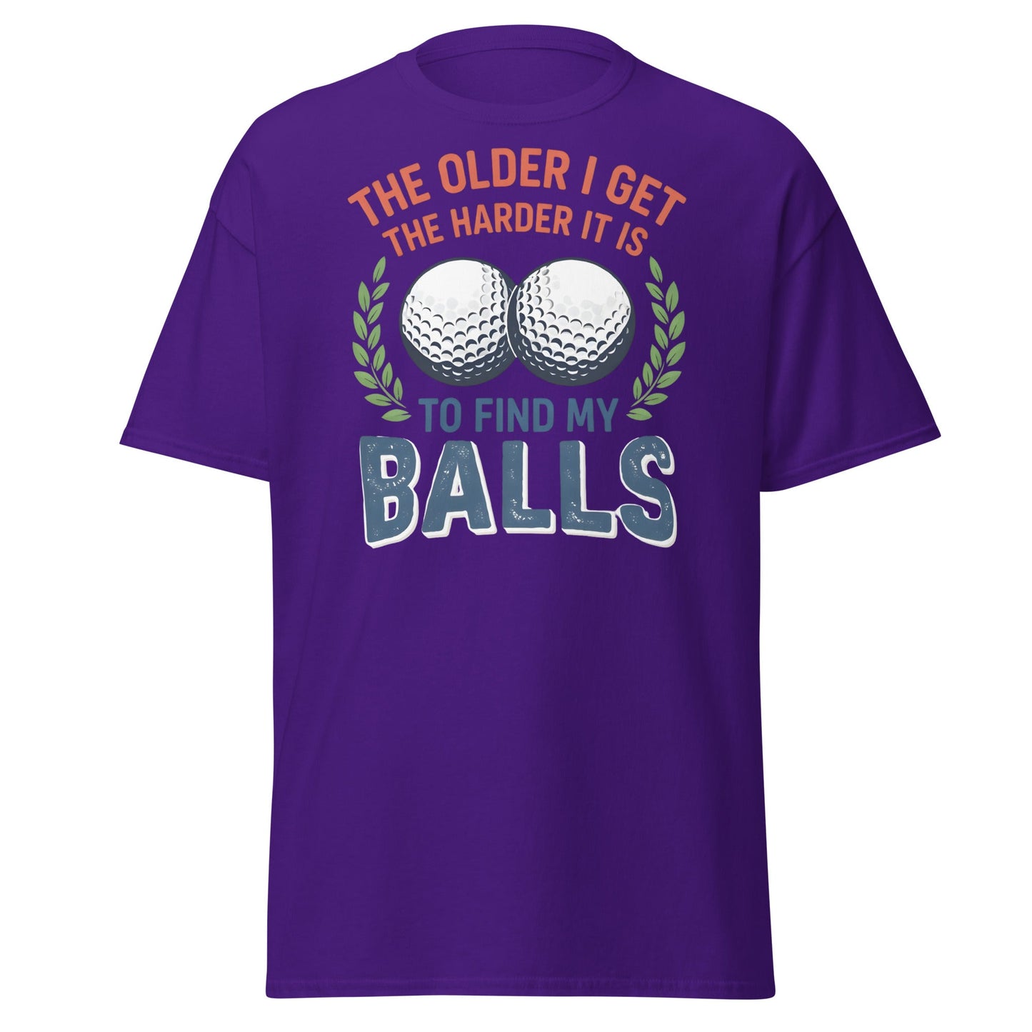 Funny Golf Balls T-Shirt - Relatable Aging Golfer Gag Gift - Purple - T-Shirts Online