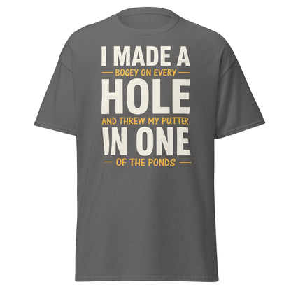 Funny Golf Putter In One T-Shirt - Sarcastic Bogey Golf Tee - Charcoal - T-Shirts Online