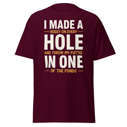 Funny Golf Putter In One T-Shirt - Sarcastic Bogey Golf Tee - Maroon - T-Shirts Online