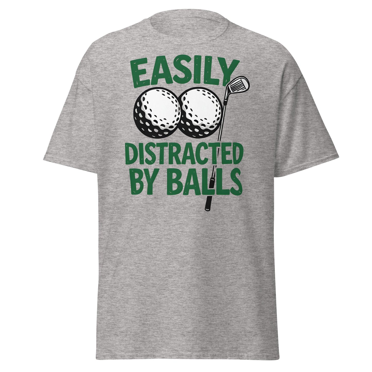 Funny Golf T-Shirt - Easily Distracted By Balls Adult Tee - Sport Grey - T-Shirts Online