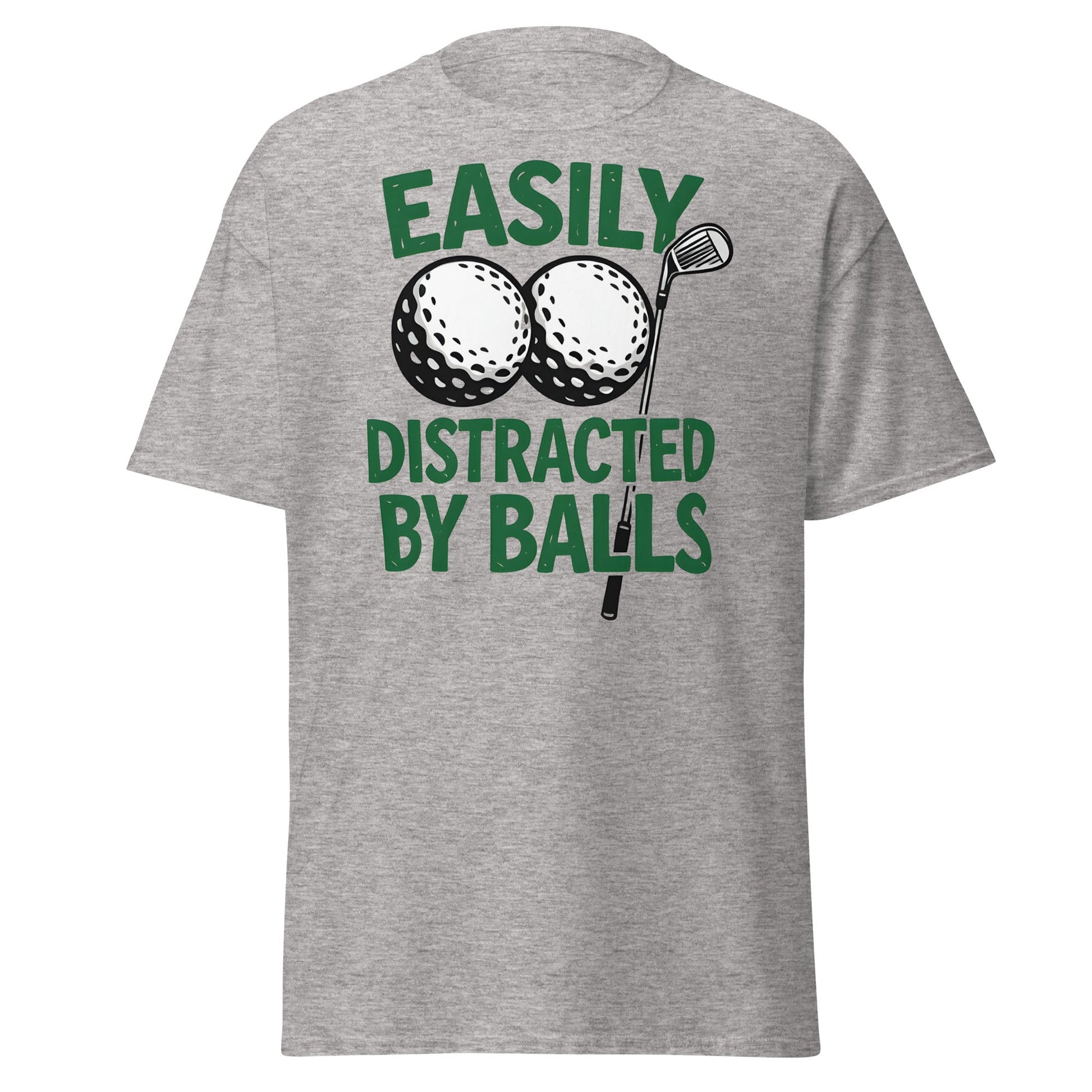 Funny Golf T-Shirt - Easily Distracted By Balls Adult Tee - Sport Grey - T-Shirts Online