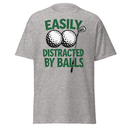 Funny Golf T-Shirt - Easily Distracted By Balls Adult Tee - Sport Grey - T-Shirts Online