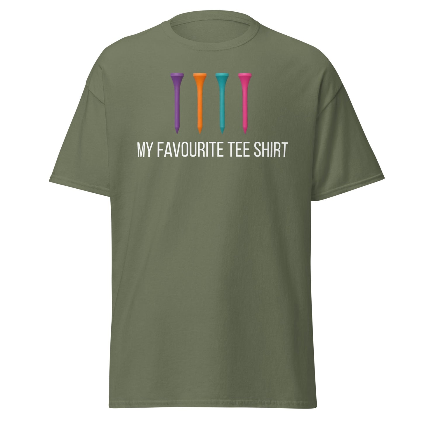 Funny Golf Tee Shirt - My Favourite Tee Pun Golfing Gift - Military Green - T-Shirts Online