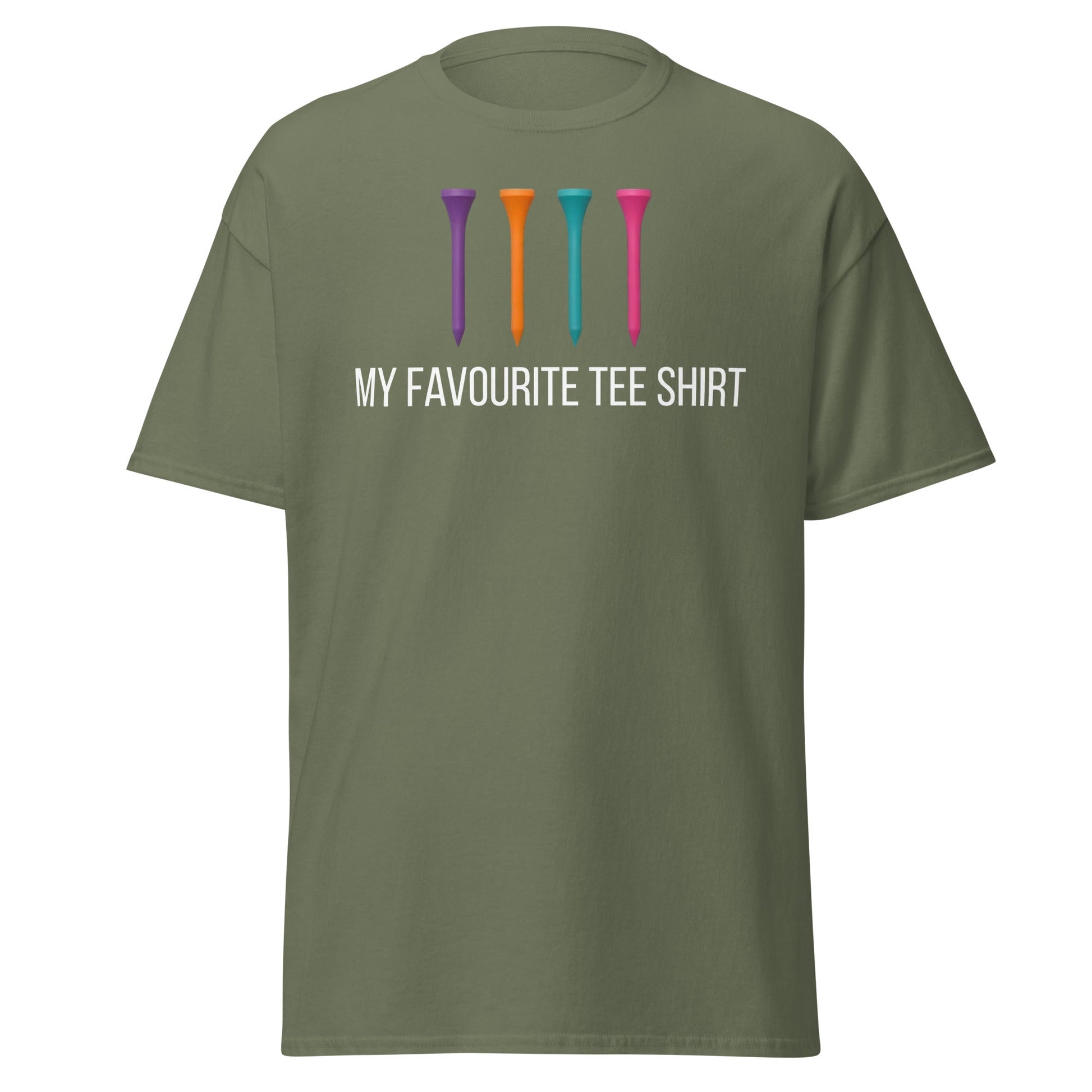 Funny Golf Tee Shirt - My Favourite Tee Pun Golfing Gift - Military Green - T-Shirts Online