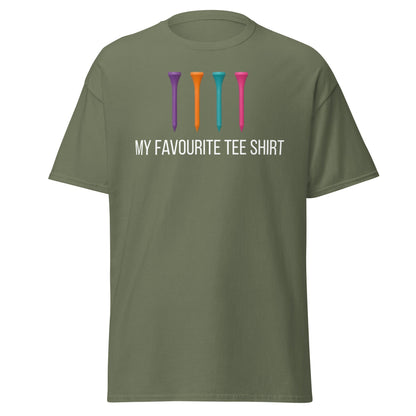 Funny Golf Tee Shirt - My Favourite Tee Pun Golfing Gift - Military Green - T-Shirts Online