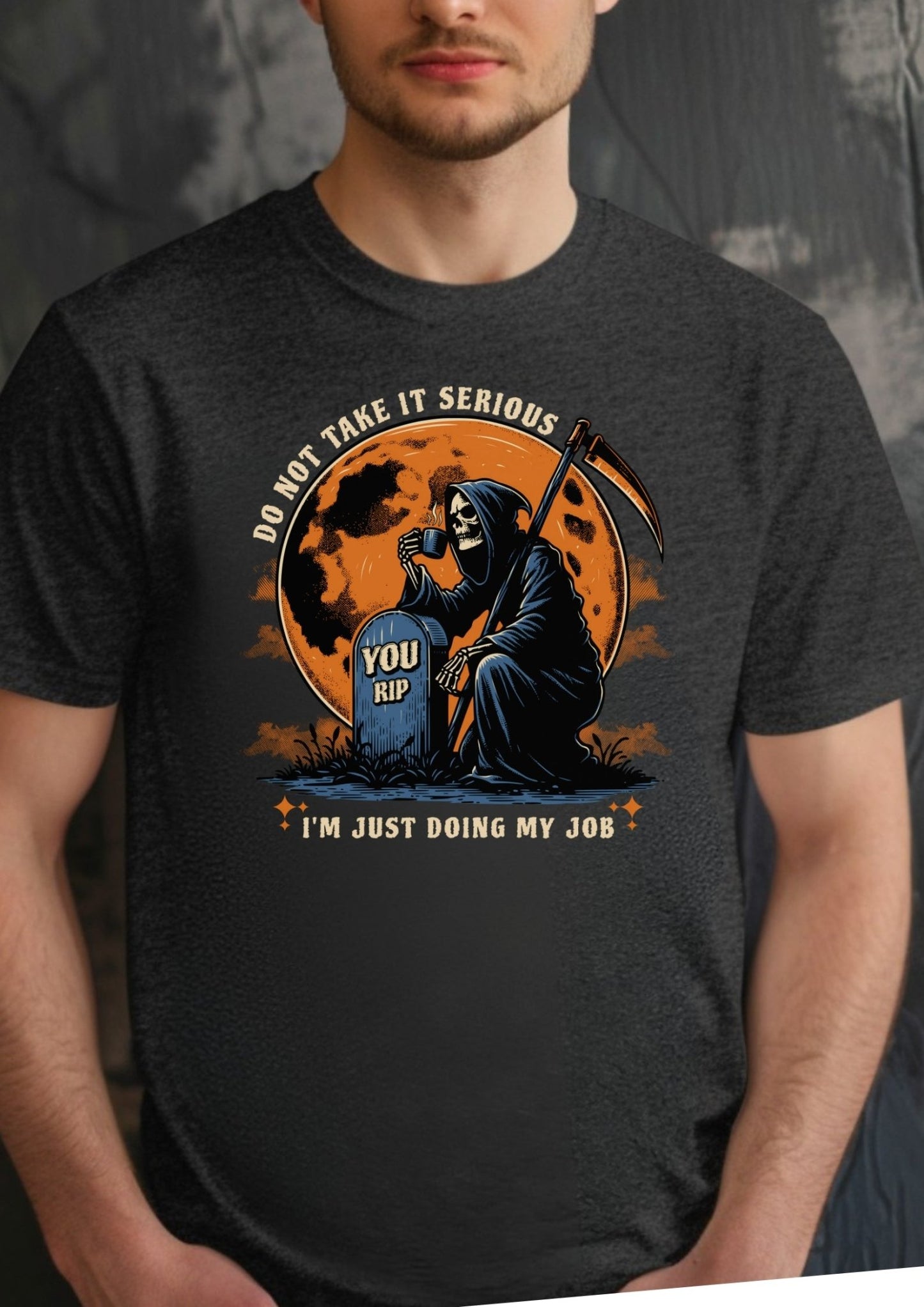 Funny Grim Reaper T-Shirt - Funny Halloween Tee - Black - T-Shirts Online