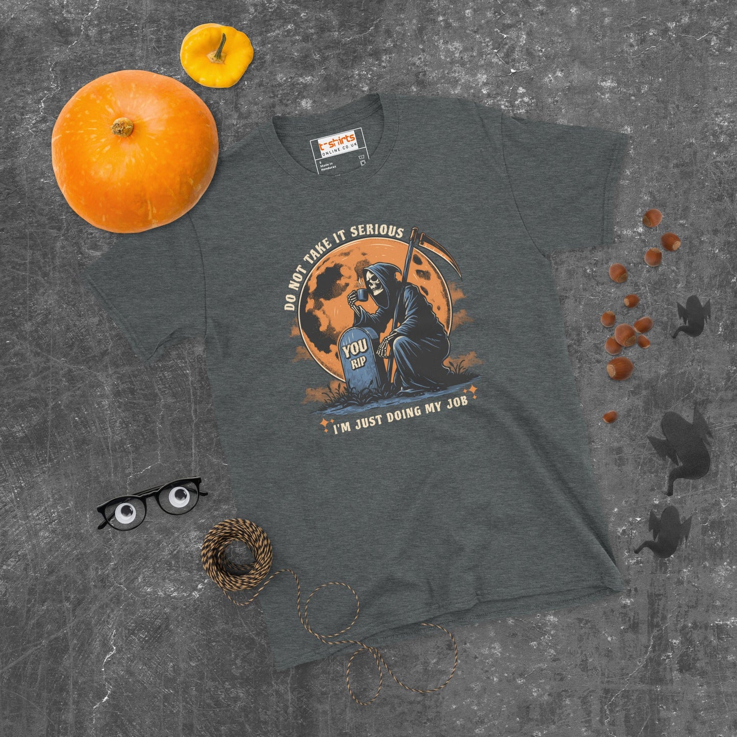 Funny Grim Reaper T-Shirt - Funny Halloween Tee - Dark Heather - T-Shirts Online