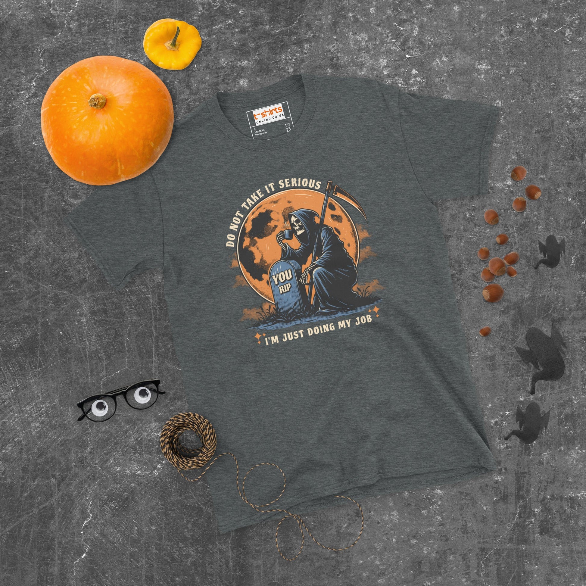 Funny Grim Reaper T-Shirt - Funny Halloween Tee - Dark Heather - T-Shirts Online