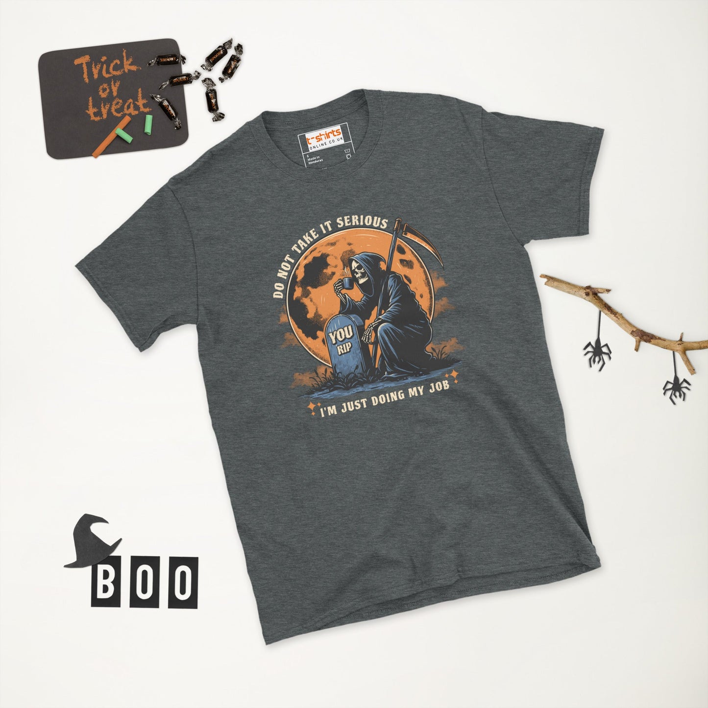 Funny Grim Reaper T-Shirt - Funny Halloween Tee - Dark Heather - T-Shirts Online