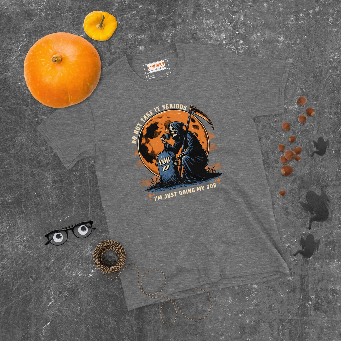Funny Grim Reaper T-Shirt - Funny Halloween Tee - Graphite Heather - T-Shirts Online