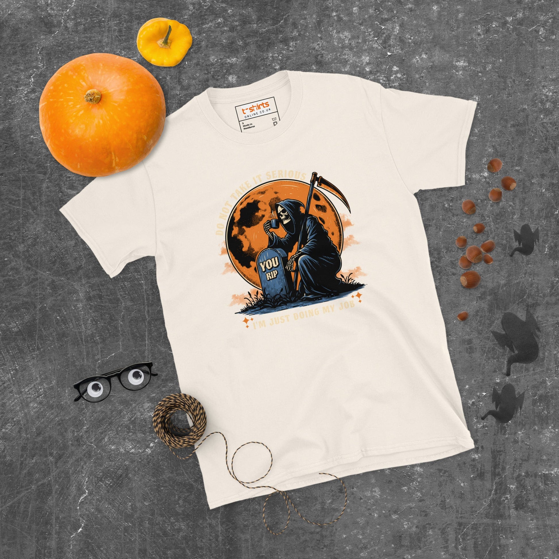 Funny Grim Reaper T-Shirt - Funny Halloween Tee - Natural - T-Shirts Online