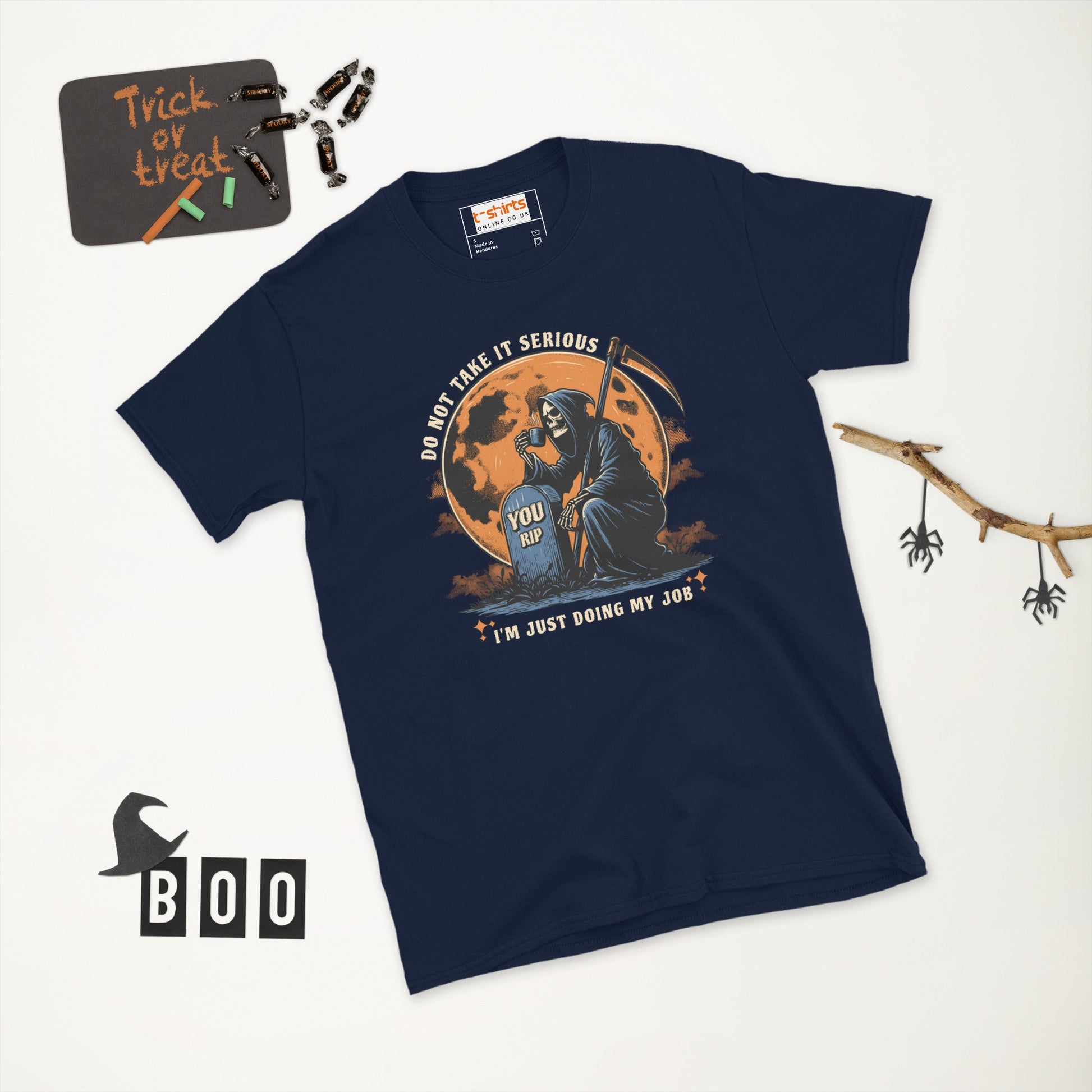 Funny Grim Reaper T-Shirt - Funny Halloween Tee - Navy - T-Shirts Online