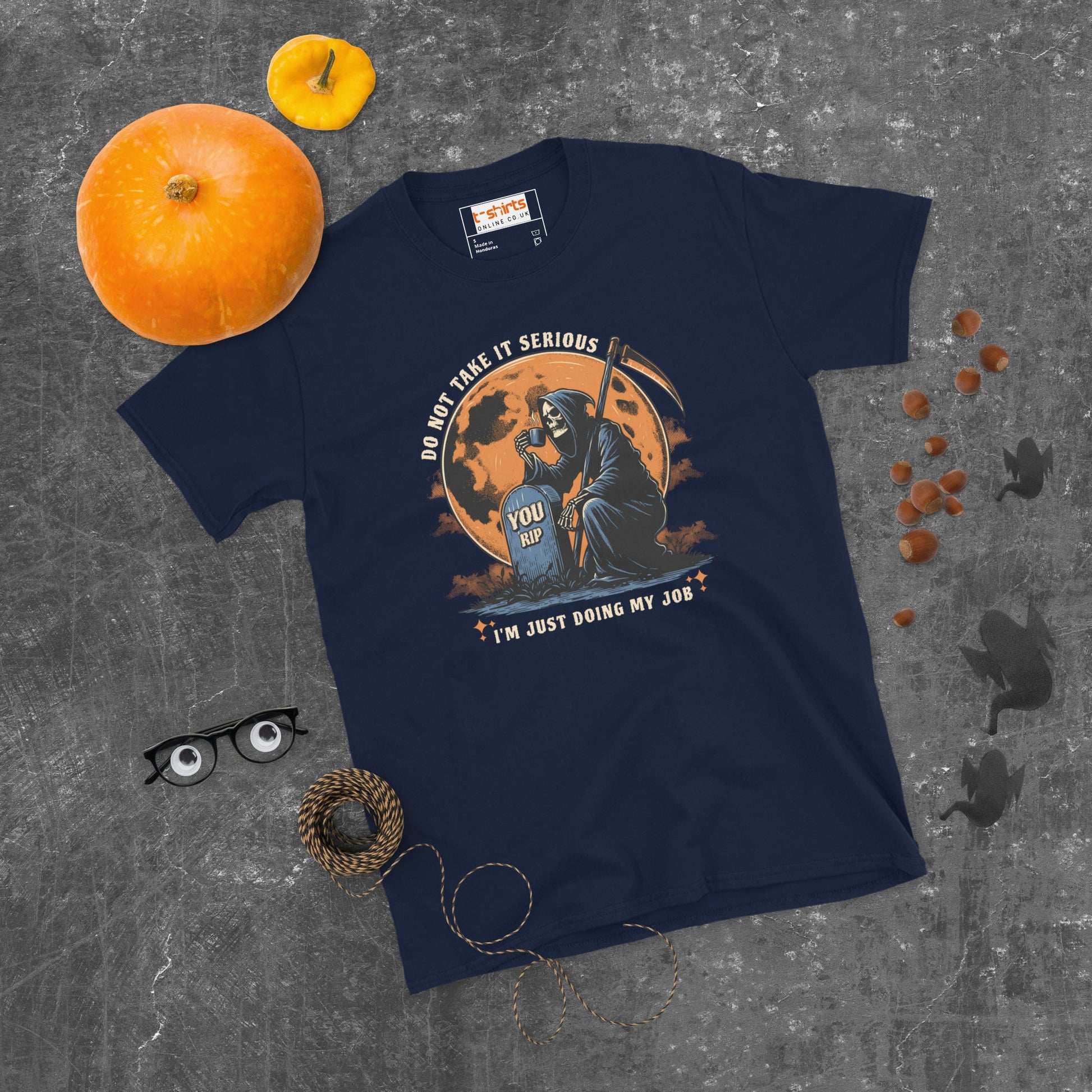 Funny Grim Reaper T-Shirt - Funny Halloween Tee - Navy - T-Shirts Online
