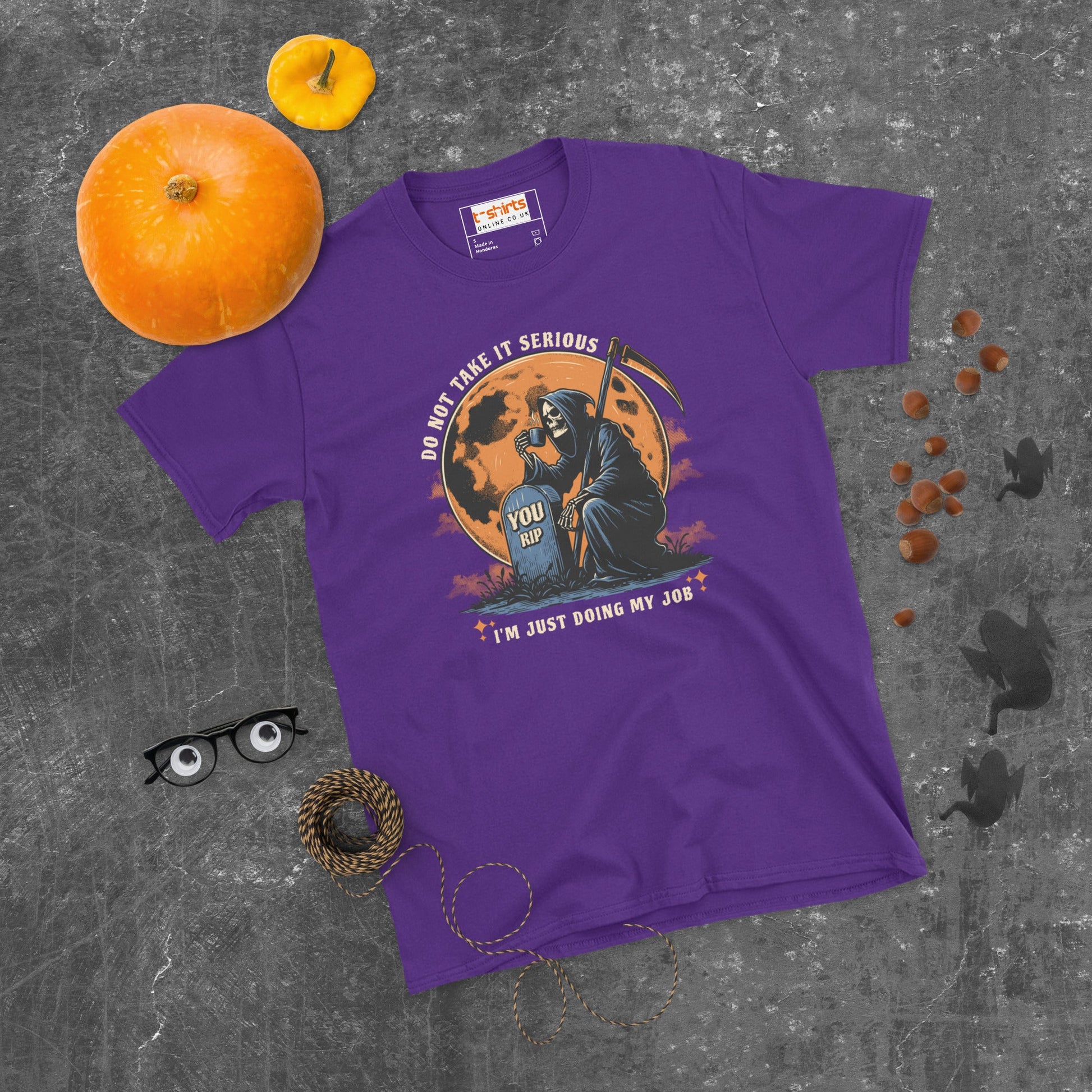 Funny Grim Reaper T-Shirt - Funny Halloween Tee - Purple - T-Shirts Online