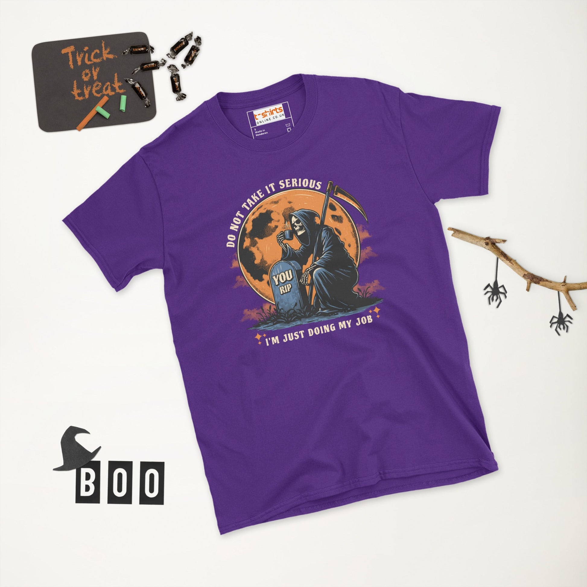 Funny Grim Reaper T-Shirt - Funny Halloween Tee - Purple - T-Shirts Online