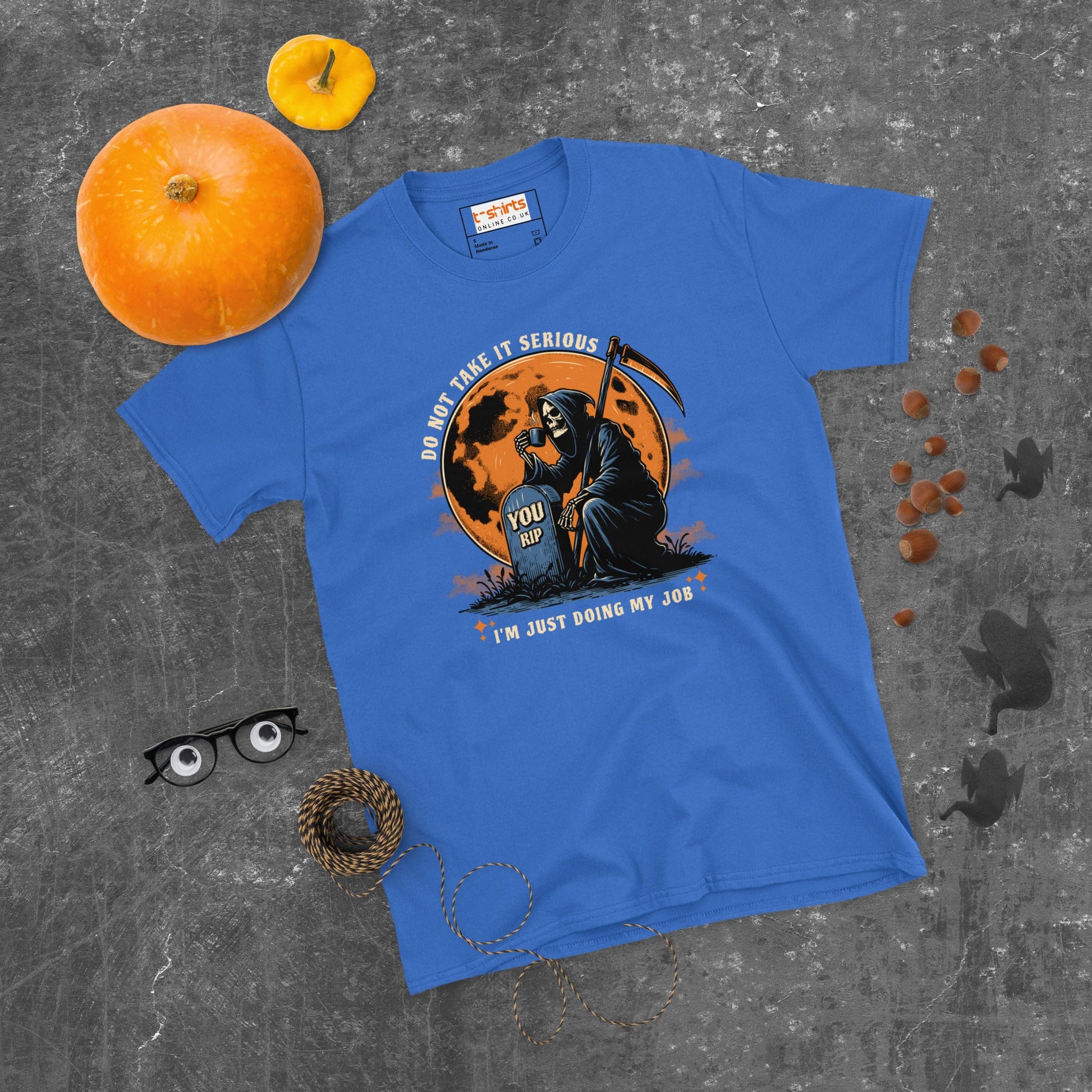 Funny Grim Reaper T-Shirt - Funny Halloween Tee - Royal - T-Shirts Online