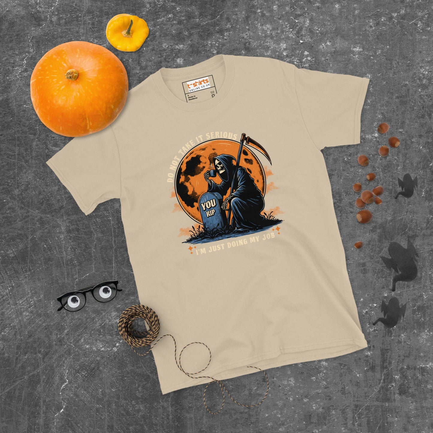 Funny Grim Reaper T-Shirt - Funny Halloween Tee - Sand - T-Shirts Online