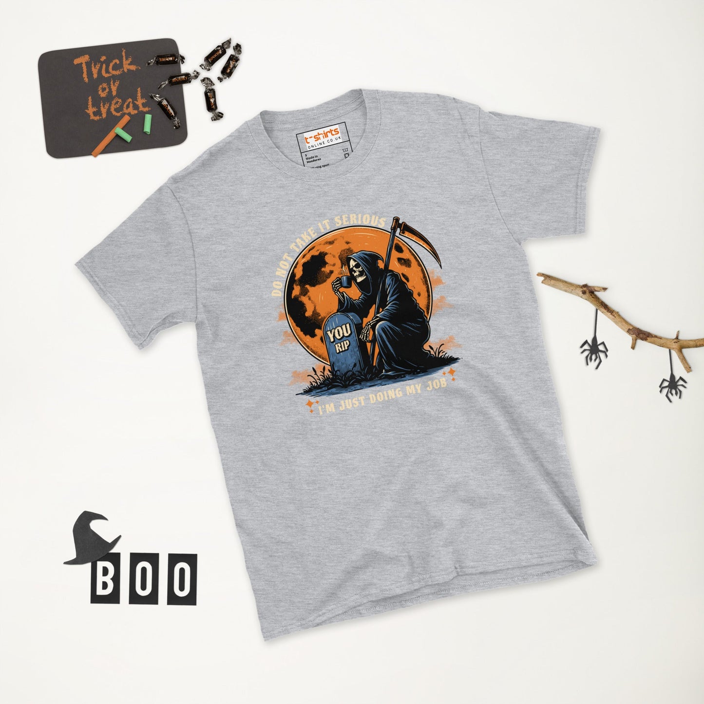Funny Grim Reaper T-Shirt - Funny Halloween Tee - Sport Grey - T-Shirts Online
