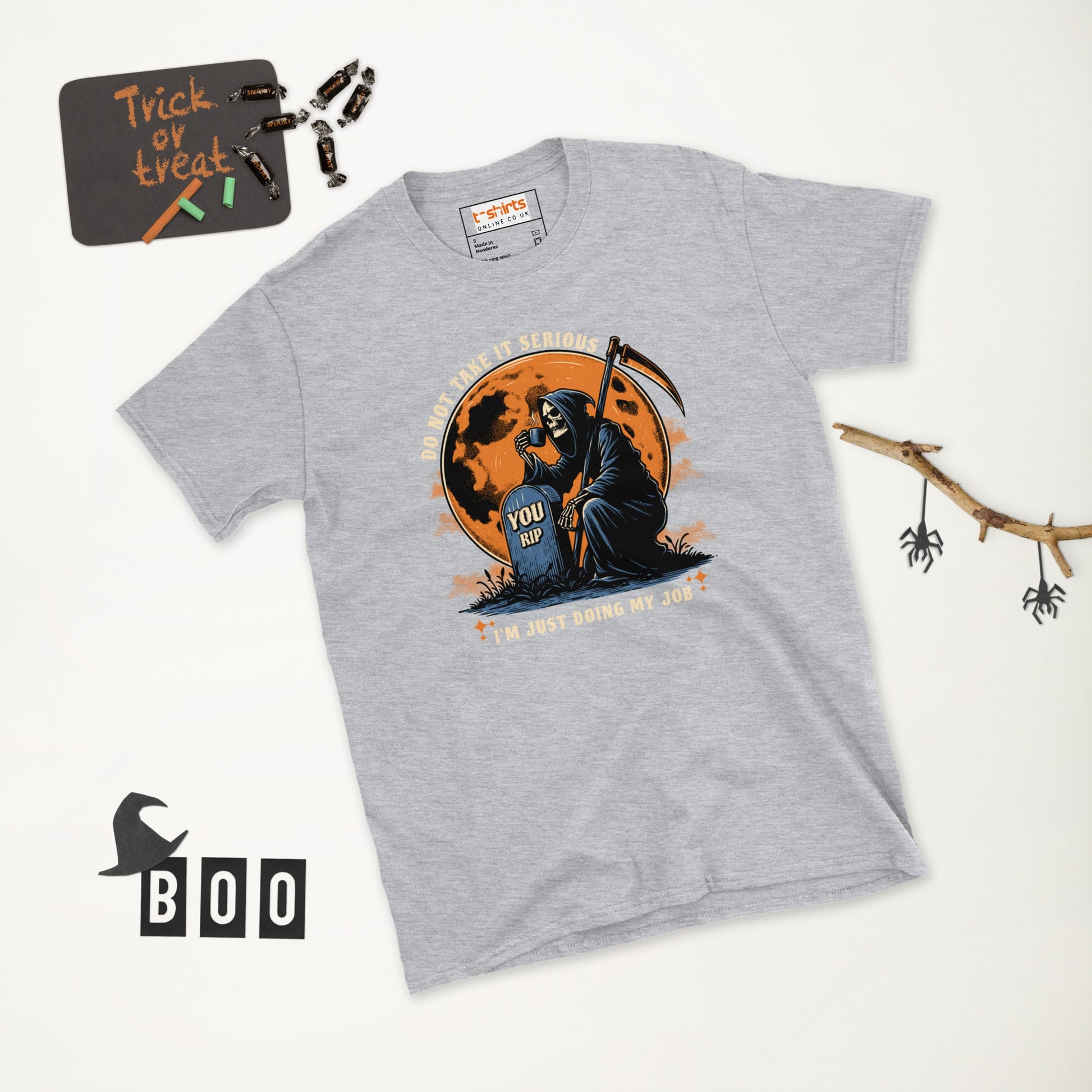 Funny Grim Reaper T-Shirt - Funny Halloween Tee - Sport Grey - T-Shirts Online