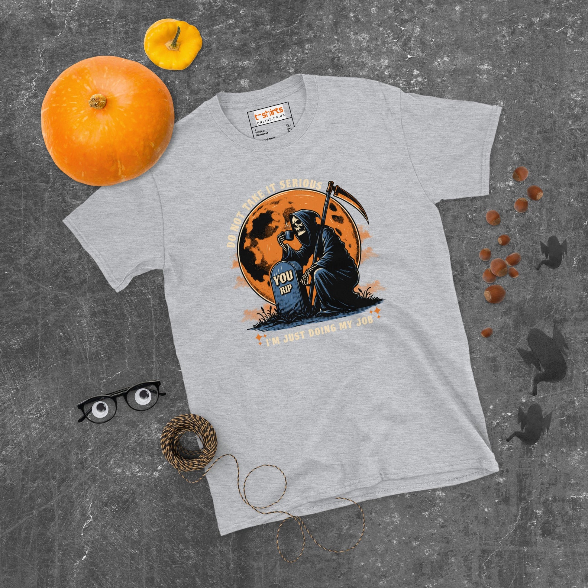 Funny Grim Reaper T-Shirt - Funny Halloween Tee - Sport Grey - T-Shirts Online