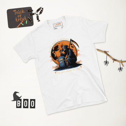 Funny Grim Reaper T-Shirt - Funny Halloween Tee - White - T-Shirts Online