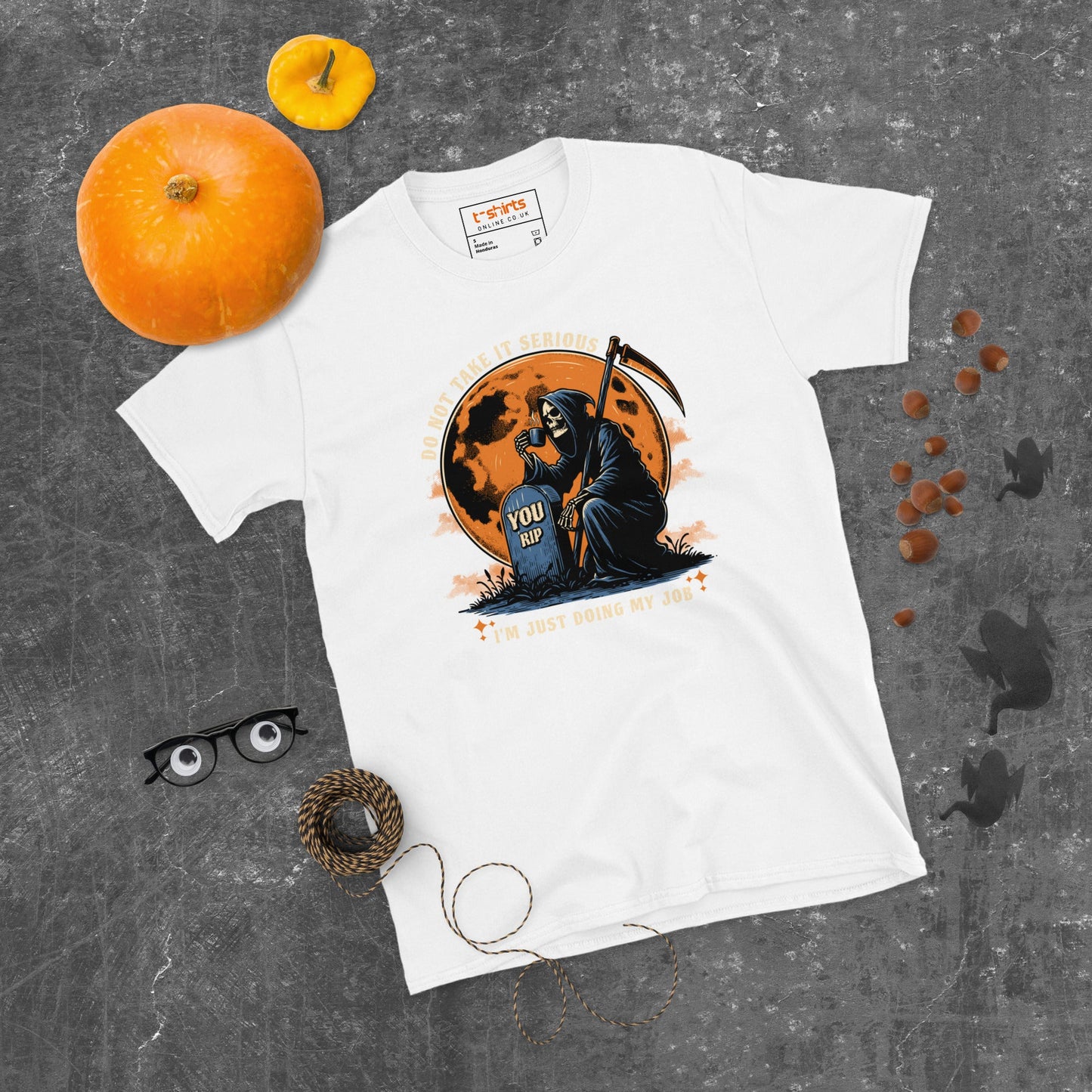 Funny Grim Reaper T-Shirt - Funny Halloween Tee - White - T-Shirts Online