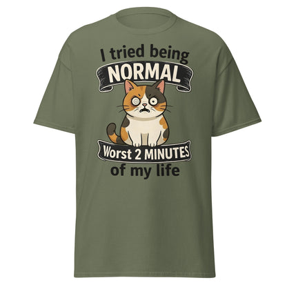 Funny Grumpy Cat T-Shirt | I Tried Being Normal Tee - Military Green - T-Shirts Online